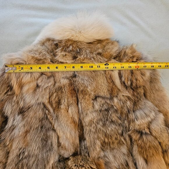 Vintage Genuine Red Fox Fur Coat Sectioned w/ White Fox Collar (70s-80s) Size XS - Picture 10 of 15